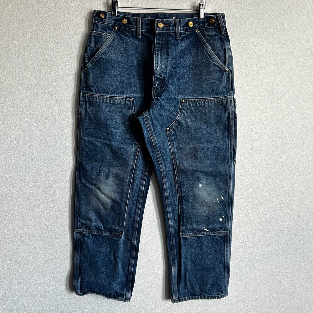 Carhartt B07 DNM blue denim double knee work wear carpenter pants